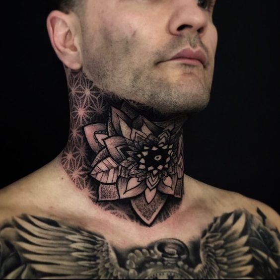Neck ink. | Neck tattoo, Front neck tattoo, Throat tattoo