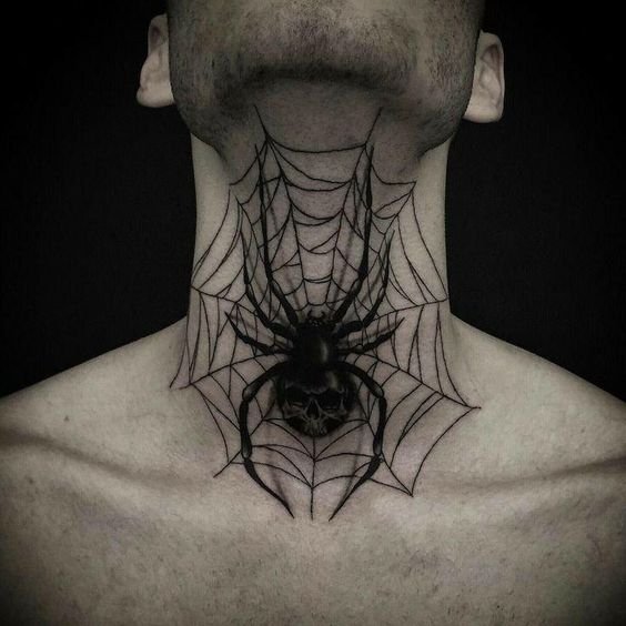 Spiderweb neck tattoo by Todd! Check out @_intoddwetrust_ and message us to  book! #spider #spiderweb #spidertattoo #spiderwebtattoo… | Instagram