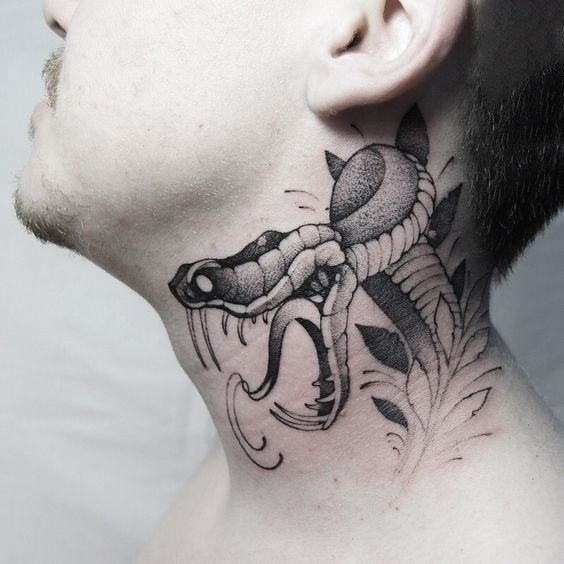 Waterproof Temporary Tattoo Sticker Simple Line Cross Snake Spider Deer  Gossip Neck Black Fake Tatoo Man