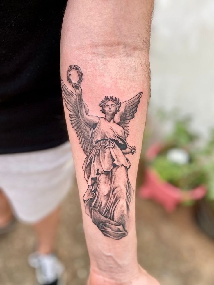 My Nike of Samothrace (AKA Winged Victory) Tattoo done by Paul Marino at  Seance Tattoo Parlor in Bensalem, PA : r/tattoos