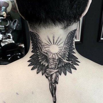 Tattoo uploaded by Tattoodo • Angel tattoo by Hanstattooer #Hanstattooer # angeltattoo #angeltattoos #angels #wings #feathers #cherubs #religious  #spiritual #michael #illustrative #linework #arm • Tattoodo