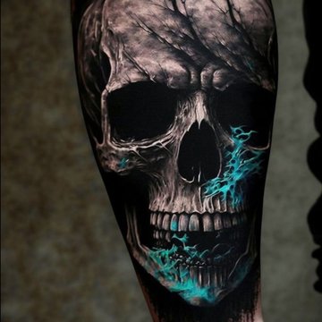 a tattoo design of a creative skull, hyper realistic, | Stable Diffusion